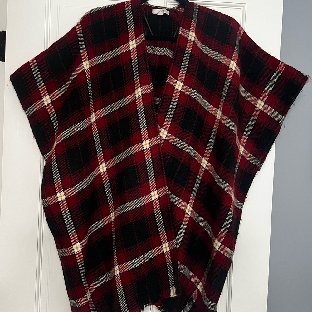 LOFT Red and Black Plaid Wrap